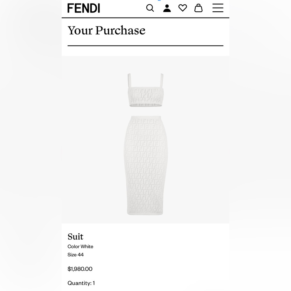 Fendi two piece suit Brand new in box with tags